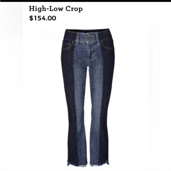 CABI #6281 two tone high low mid rise crop raw‎ hem jeans 10 - Picture 11 of 11